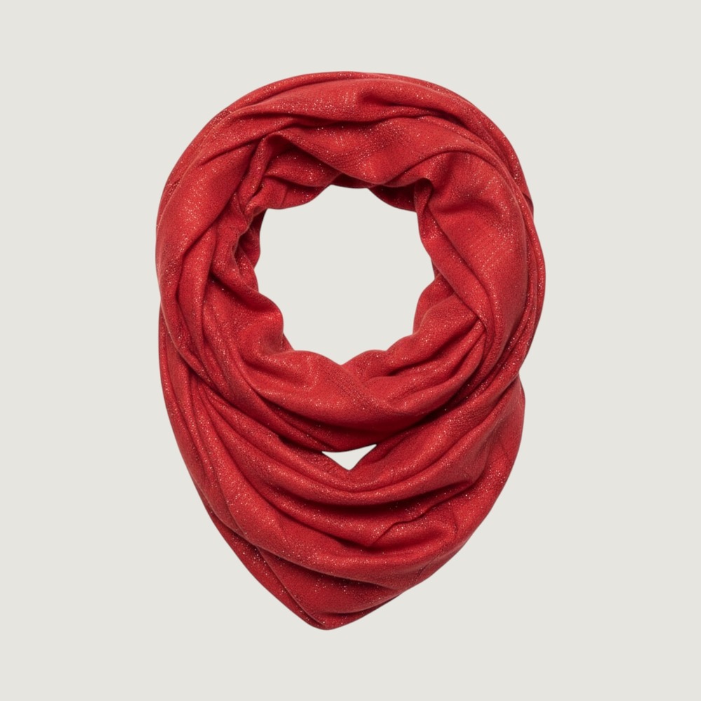 Red Metallic Shimmer Infinity Scarf Festive Holiday Sparkle Loop Snood Accessory